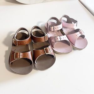 Saltwater sandals two pairs size 8 brown and pink